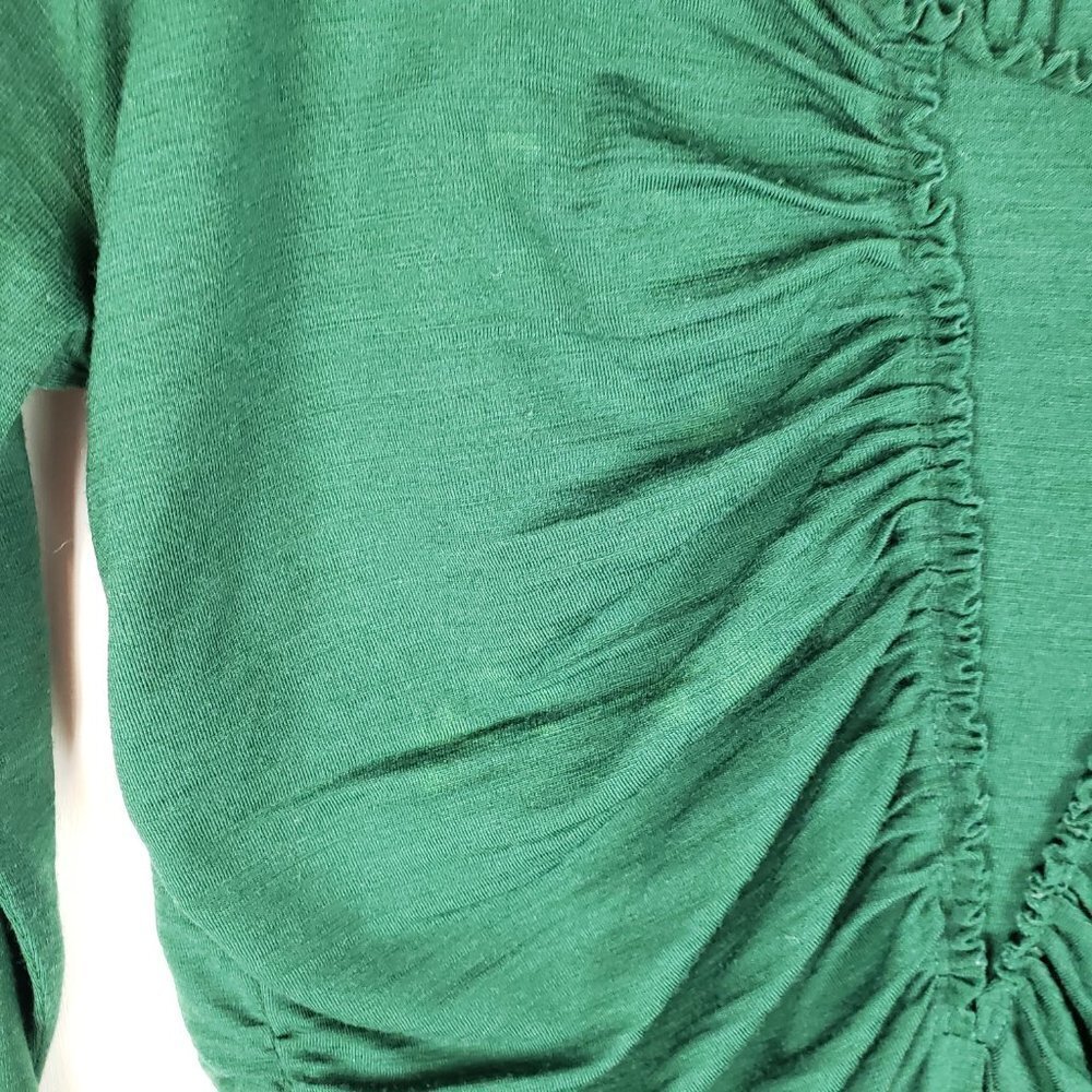 Susana Monaco Top Ruched Long Sleeve Green Wool Blend Size Medium - Picture 4 of 11